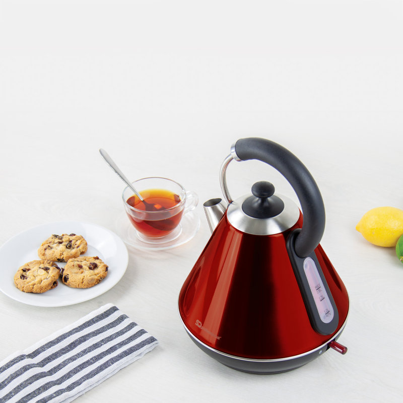 SQ Professional Gems 1.8L Stainless Steel Electric Tea Kettle, Ruby (Red)