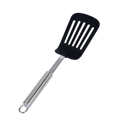 Restaurantware Nylon Slotted Turner - 6 Pack - German Standard Large Kitchen Spatula with Stainless Steel Handle, Non-Stick Safe, Dishwasher Safe - Heat-Resistant Slotted Spatula for Eggs, Fish