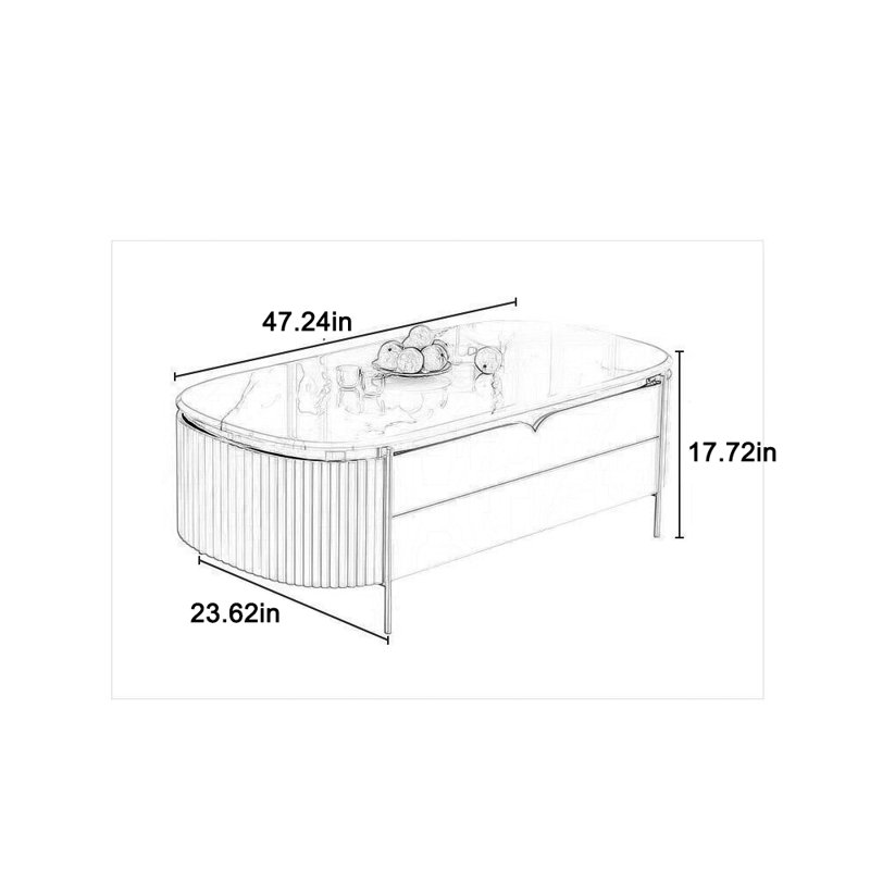 Élégante table basse à tiroir, Noir, noir, noir, noir, H 17,72 po x L 47,24 po x l 23,62 po, Noir, noir, noir, noir