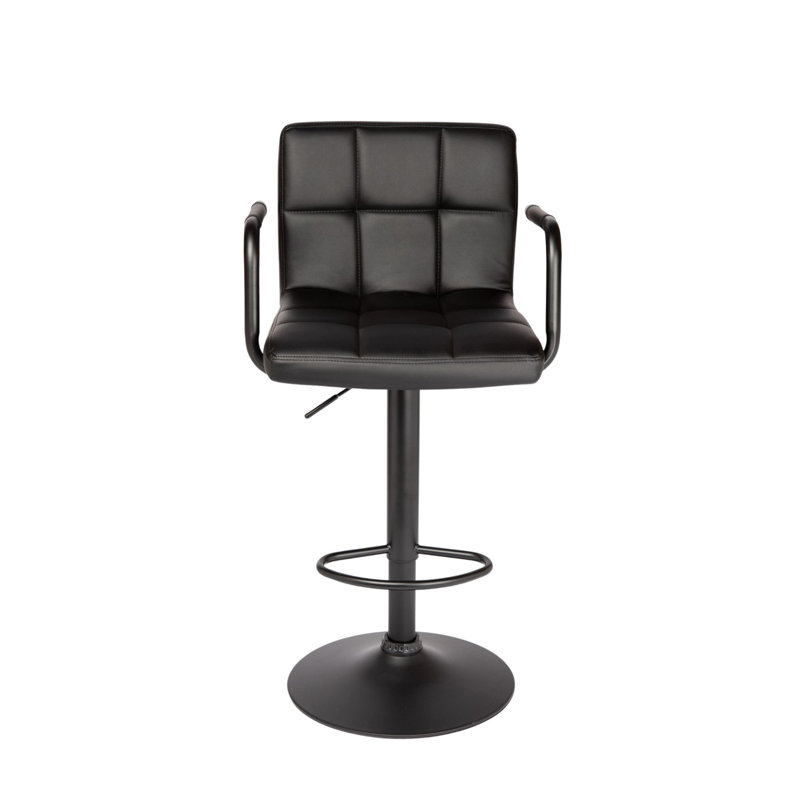 Leatherette adjustable bar stool, Black