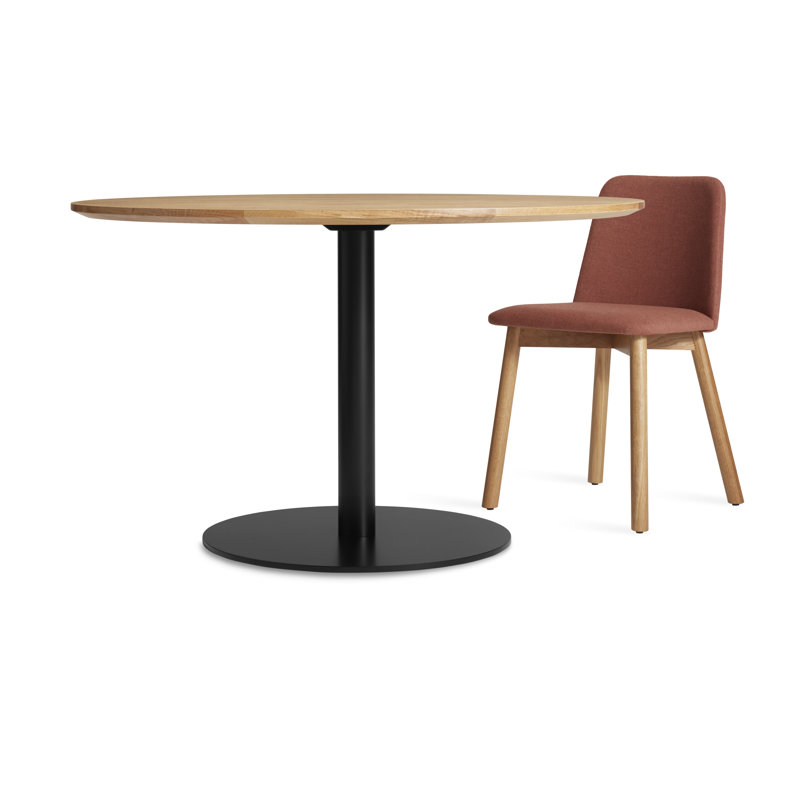 Easy Round Dining Table, Matte Black, White Oak, 29" H x 48" W x 48" L