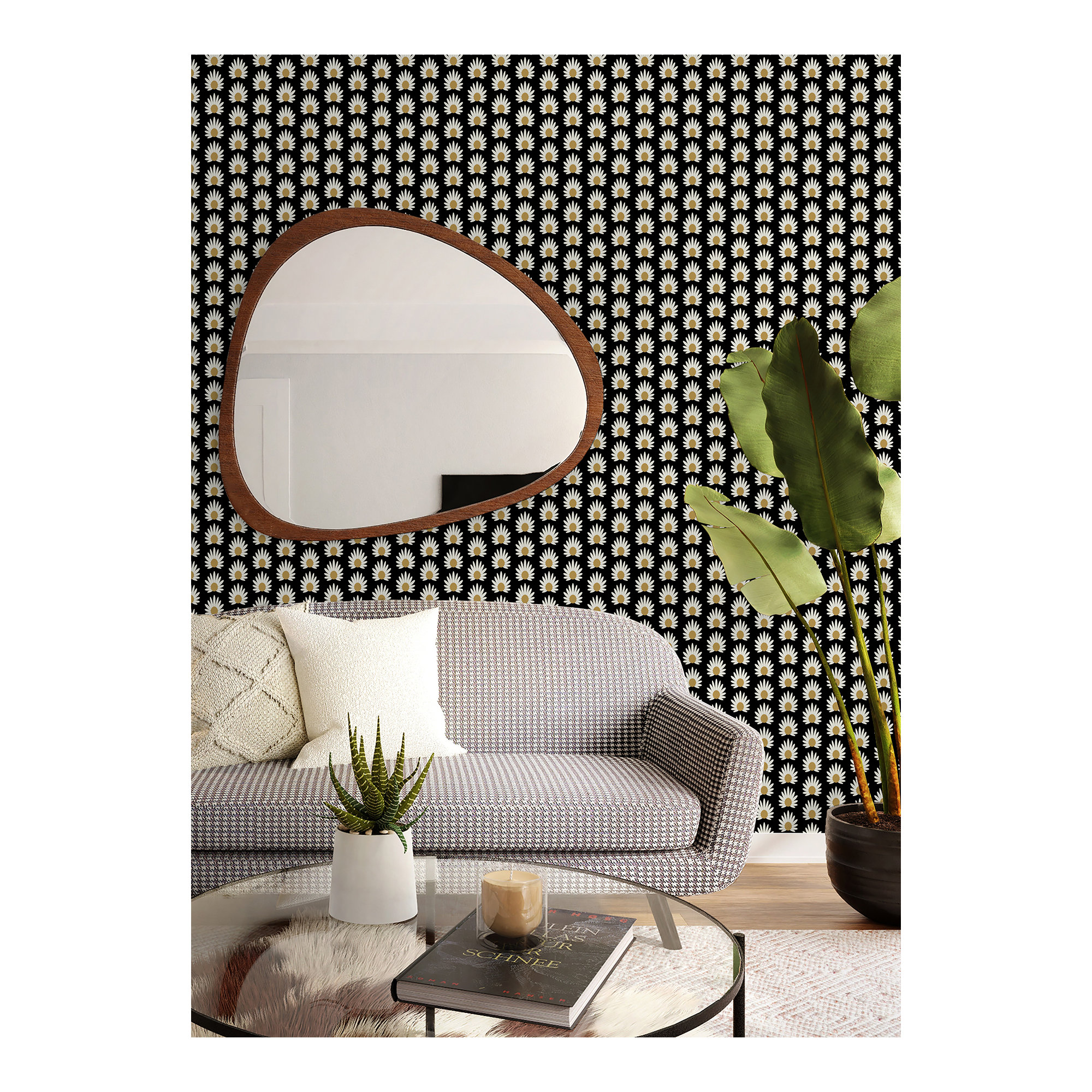 Fleur Peel & Stick Floral Wallpaper, Black