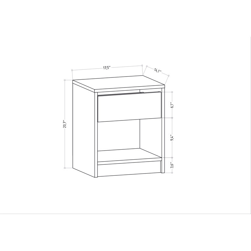Sheridan Bedside Table Nightstand, White