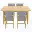 Ensemble de salle à manger 5 pièces avec table en bois et 4 chaises rembourrées-129703453-129703456