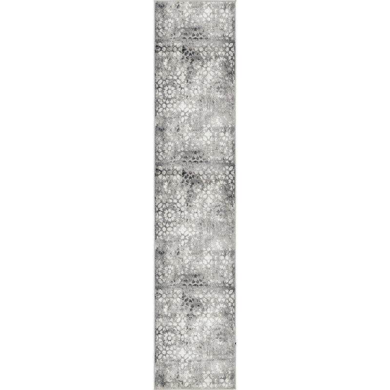 Brandt Floral Area Rug, Dark Gray, Runner 2' x 13'1"
