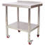 Table de préparation en acier inoxydable, table de travail en métal robuste de 30 po x 24 po x 35 1/2 po, capacité de charge de 440 lb avec tablette de dosseret réglable et 4 roulettes, poste de travail commercial pour restaurant de cuisine-130070820