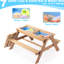 Table de pique-nique d'extérieur 31 po en bois avec parasol réglable - Protection solaire-528461355