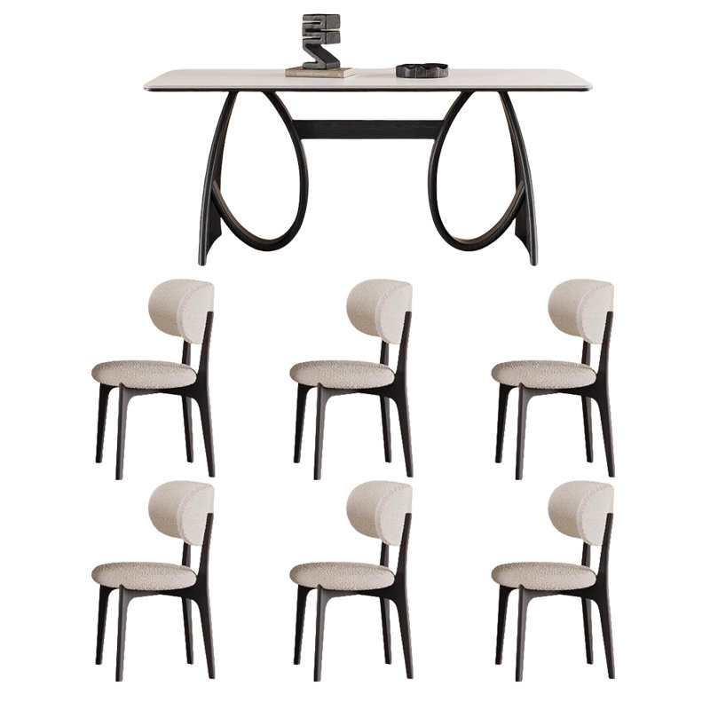 Ensemble de table de salle à manger et de chaises en bois massif, H 29,52 po x L 62,99 po x l 31,49 po