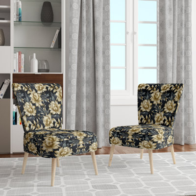 Chaise d'appoint rembourrée bohémienne et éclectique noire et beige