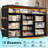 10-Drawer Fabric Dresser & TV Stand with LED Lights & Outlets for Bedroom & Living Room-757157899