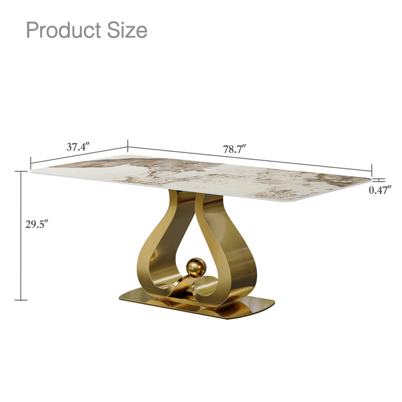 Modern Rectangular Dining Table, 29.5"H x 78.7"L x 37.4"W