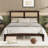Bed with Rattan Headboard, Two Storage Drawers, Rubber Wood Bed with Enhanced Support Salts and Feet-561160253-561160252