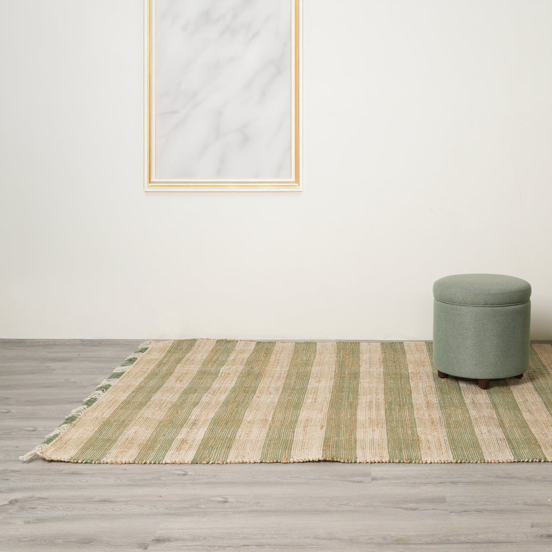 Jute Rug | Area Rug | Wayfair Rugs | Durable Green Plaid Rug, Rectangle 5' x 7', Green