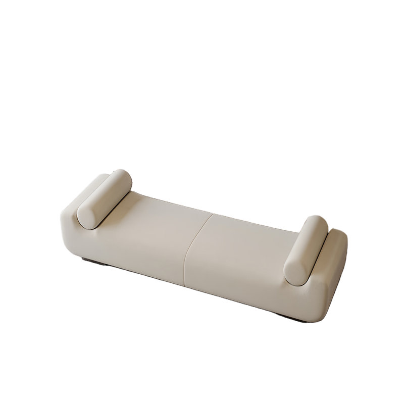 Banc rembourré en tissu Stylish, H 23,62 po x l 59,05 po x P 23,62 po, Blanc cassé