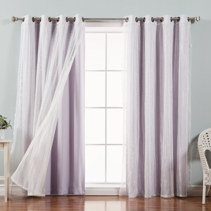 Tulle Polyester Room Darkening Curtain Panels, Lilac, 52" W x 96" L