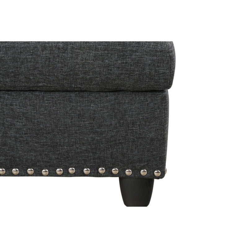 98 po faisant face à la gauche avec méridienne et rangement - tissu en lin gris anthracite, Gris anthracite