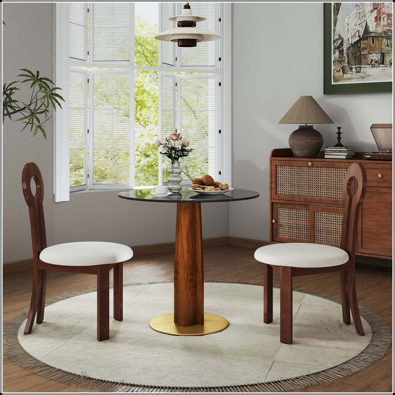 Table de salle à manger 33,5 po, Black, Glass