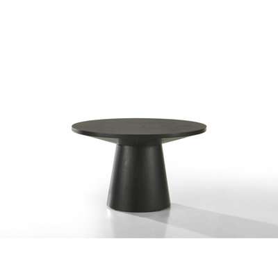 Ebony Black Coffee Table, 29" Round, Natural Wood Grain Touch, Solid Material For Home 29"W Round Table In Black, Texture, Structure Living Room