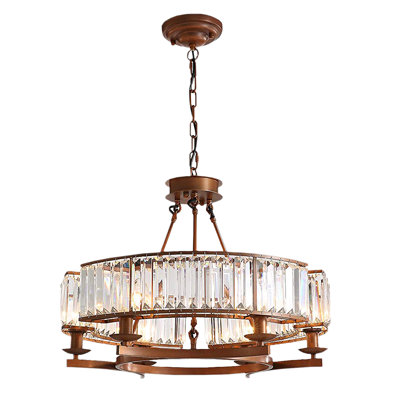 6-Light 25.6" Dual-Mount Geometric K9 Crystal Chandelier