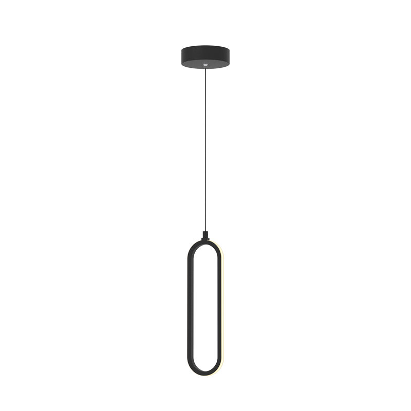 Luminaire suspendu simple à 1 lumière Zanaia, H 15 po x l 3,5 po x P 3,5 po, Noir