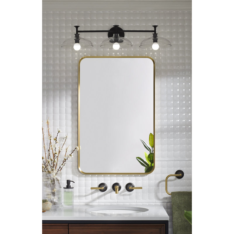 Tone 3 Light Indoor Bathroom Vanity Light Fixture, UL Listed, Matte Black