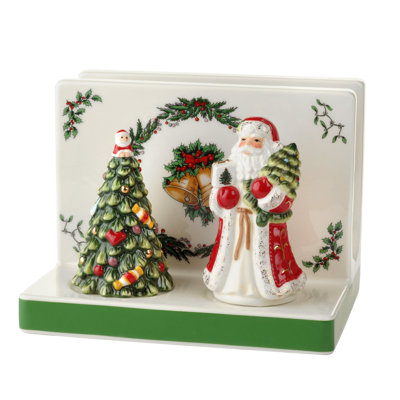 Ensemble de porte-serviette arbre de Noël avec poivre et sel 3 pièces Spode