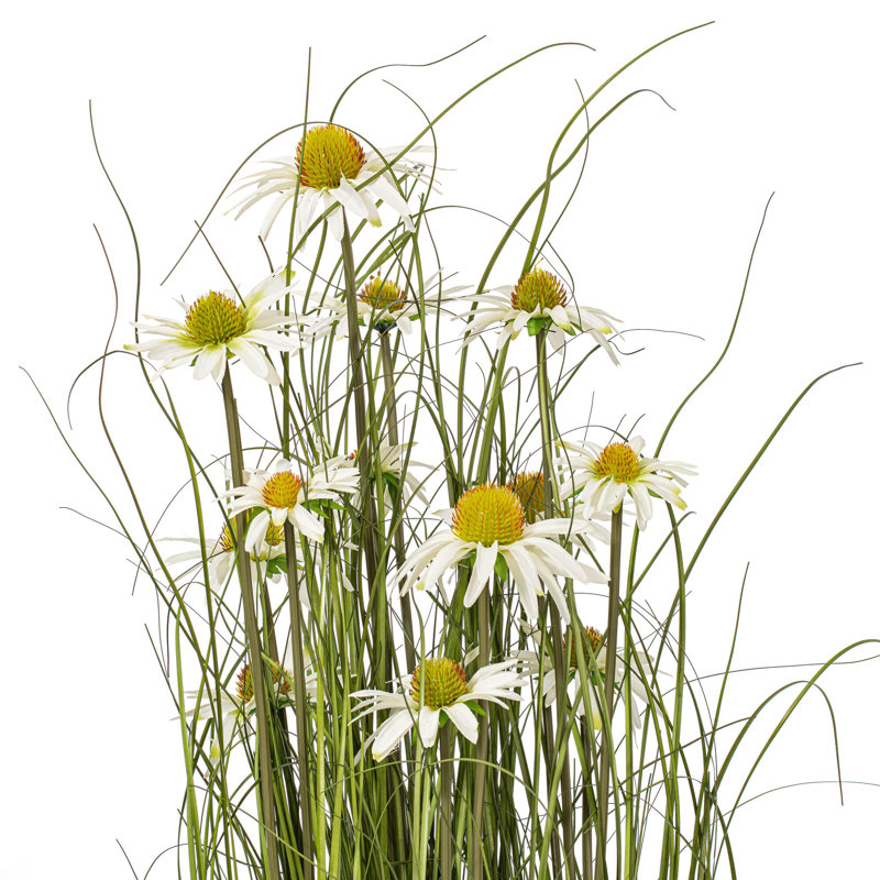 48" Artificial Potted Green Grass and White Daisies Arrangement