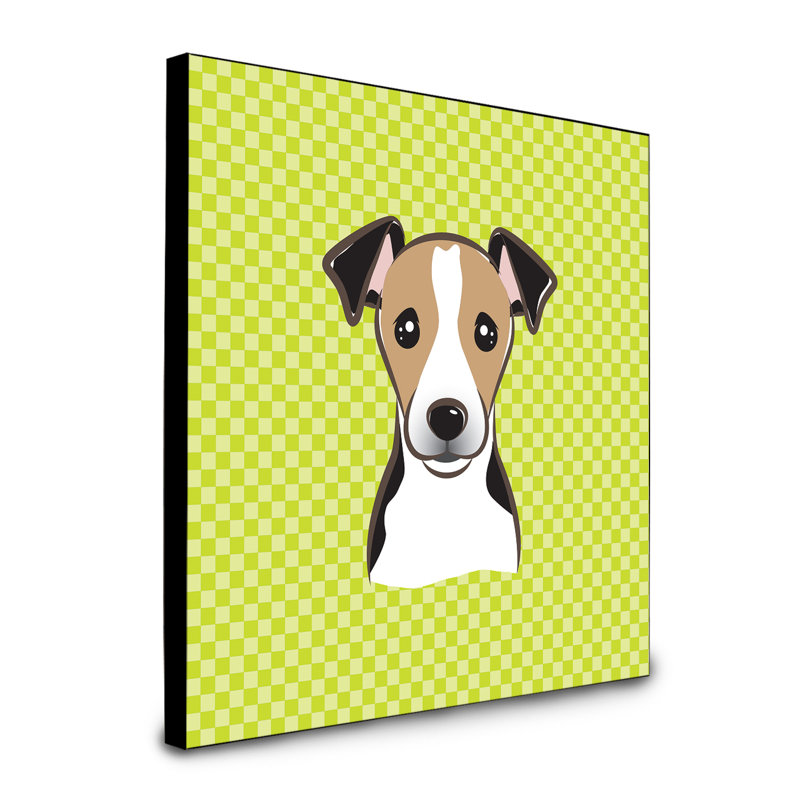 Panneau mural d’art Dungorbery, Vert, Jack Russell terrier noir / brun