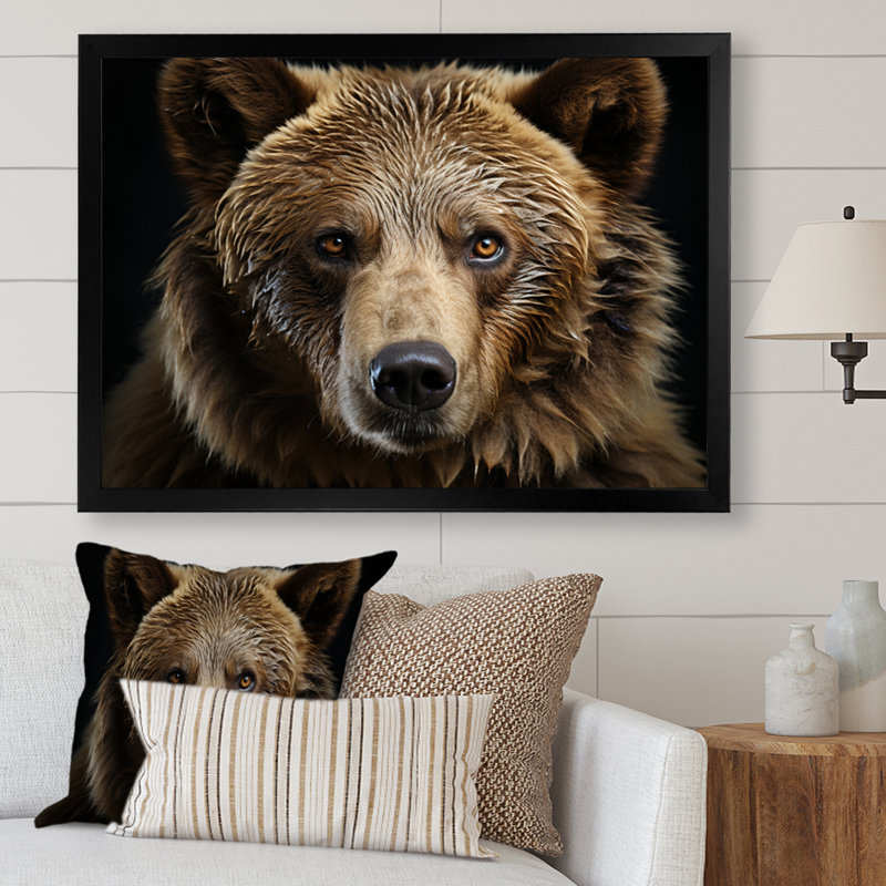 «Bear Portrait - Bear», reproduction d'art sur toile encadrée, H 30 po x l 40 po, Cadre photo unique, Noir