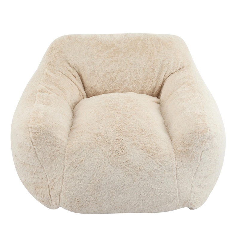 Albi Indoor Cozy Armchair-Style Bean Bag, 25.5" H x 40" W x 38" D, Beige Fabric