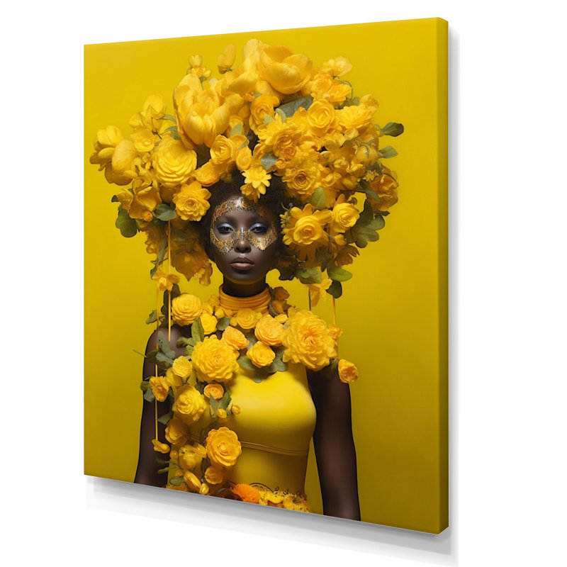 «Orisha Oxum African Floral Goddess», reproduction d'art sur toile encadrée, H 32 po x l 16 po x P 1 po, Toile tendue