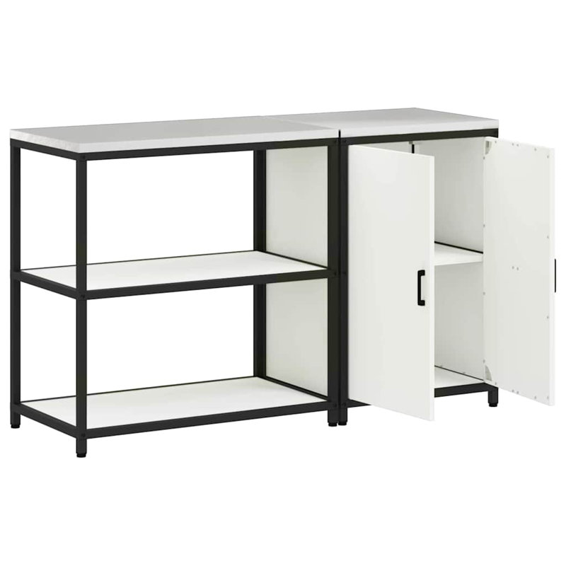  Kitchen Storage Set With Shelf 2 Pcs White 150 X 50 X 92 Cm, White