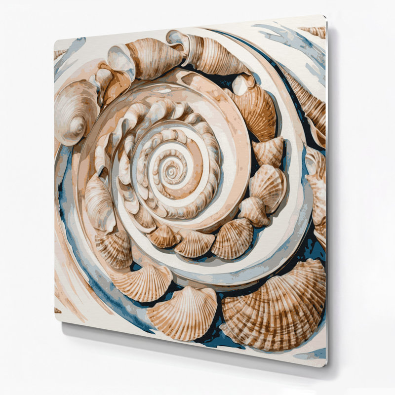 «Coastal Shell Color Study», art mural en métal beige, H 12 po x l 12 po