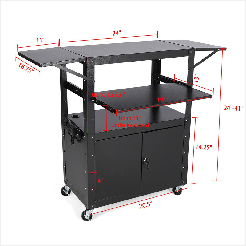 61cm H x 121.9cm W AV Cart