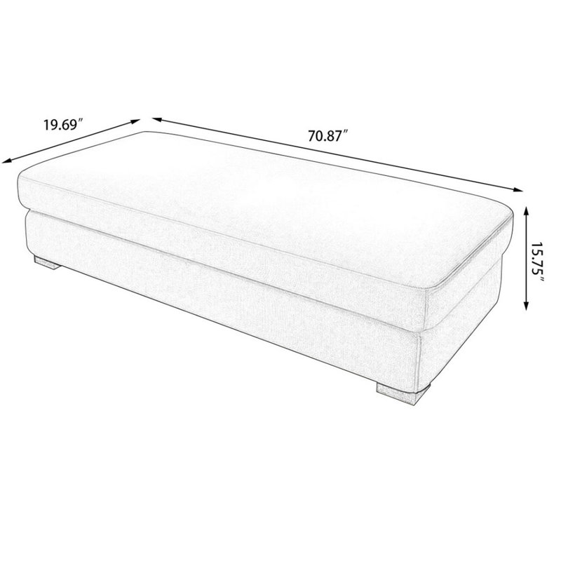 Banc rembourré gris clair, Gris clair