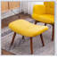 Fauteuil d'appoint capitonné en velours soyeux avec repose-pieds Leiria, jaune, pour des sièges élégants et confortables-2039531721