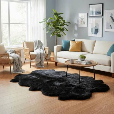 Tapis noir en peau de mouton Bershire