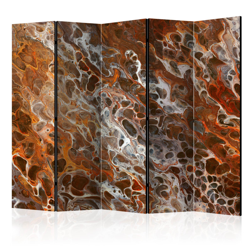 Glavine 225cm W x 172cm H 5 - Panel Solid Wood Folding Room Divider