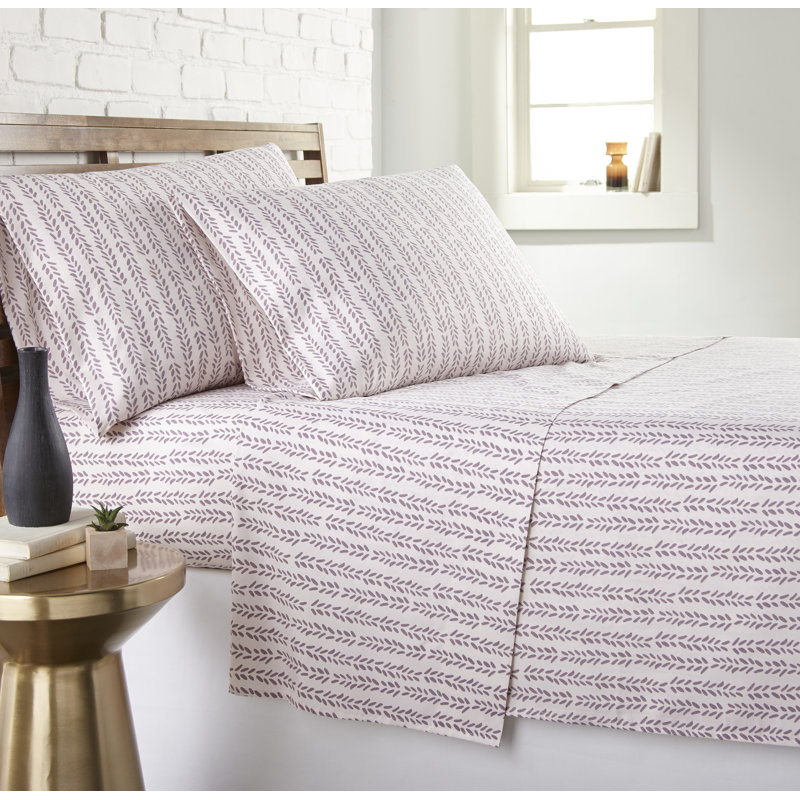 Ensemble de draps en microfibre Southshore, Drap pour très grand lit + drap-housse + 2 taies , Mauve blanc