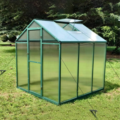 6x6 Ft Polycarbonate Greenhouse - Heavy Duty Walk-in Gain Height Windproof Aluminum Structure For Backyard All Season Use Year