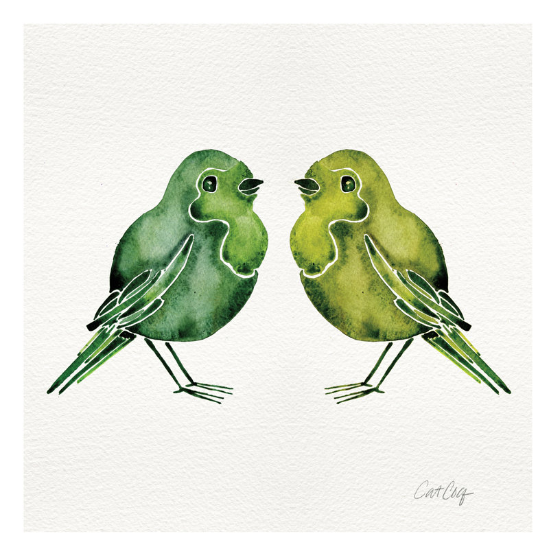Green Birds by Cat Coquillette - Wrapped Canvas Print, 30.48 cm H x 30.48 cm W