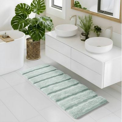 1500gsm Chanchal Seafoam Tufted Pearl Channel Bath Rug 24x58"