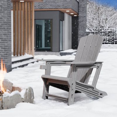 Adirondack Chair with Cup Holder All-Weather Reclining Chair for Patio Deck Backyard and Poolside