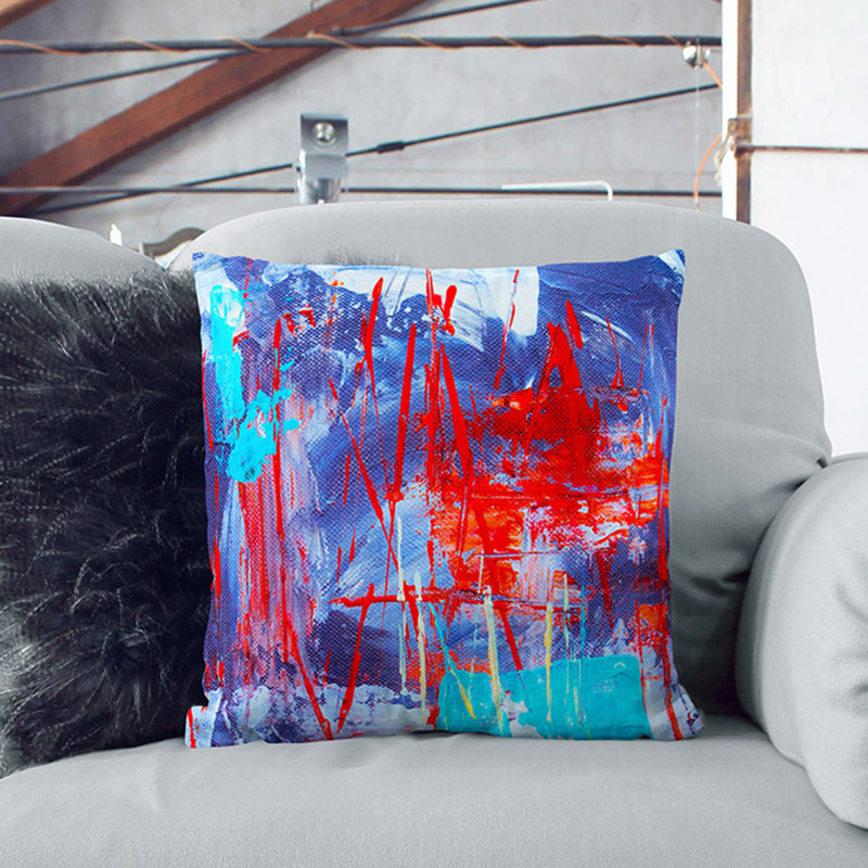 Abstract Square Throw Cushion, 55 x 55 cm, Black