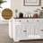 Sideboards, Farmhouse White Buffet with 2 Drawers, 4 Barn Doors &amp; Adjustable Shelves | Wood Grain Top | Particle Board Frame