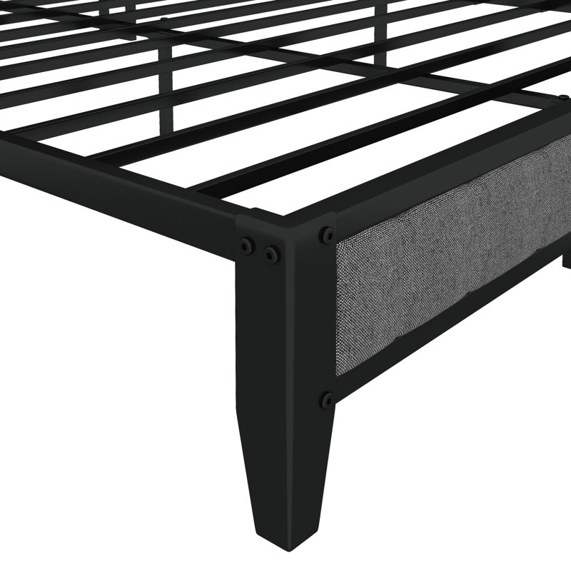 Grand lit plateforme en métal, tête de lit tapissier grise, fonction de chargement - lit énigmatique pour grand lit, fonction frisson