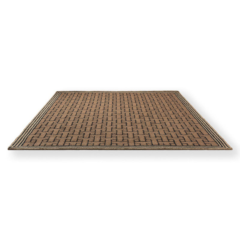 Geometric Area Rug in Light Brown/Black, Rectangle 6'7" x 9'2"