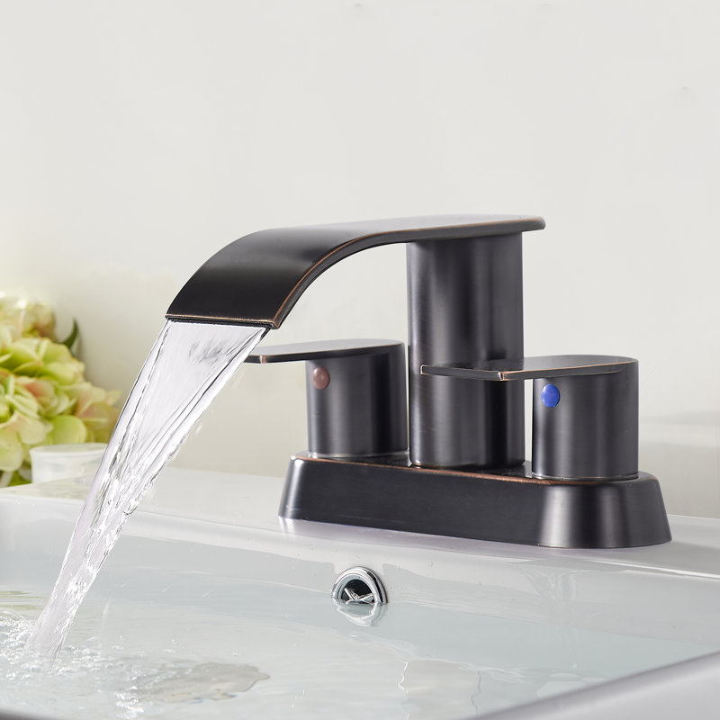 Robinet pour salle de bain à 2 poignées avec drain FRANSITON, Bronze frotté à l'huile