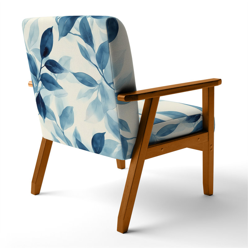 Chaise rembourrée Leaves - Fauteuil Blue Leaves Botanical Wash I, Brown Square Arms