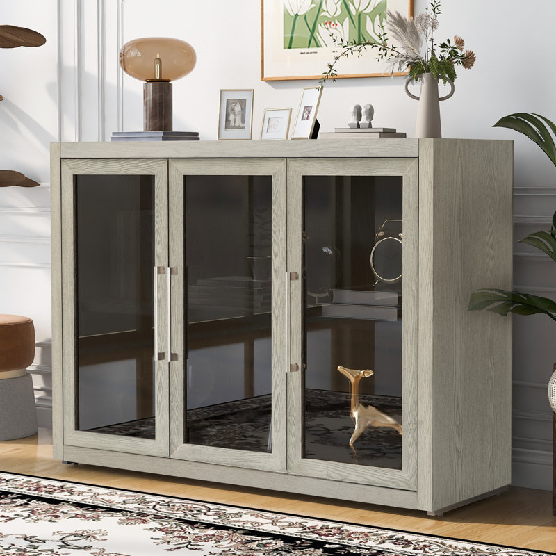 Buffet de rangement en bois trempé 48 pouces Jehron, Champagne